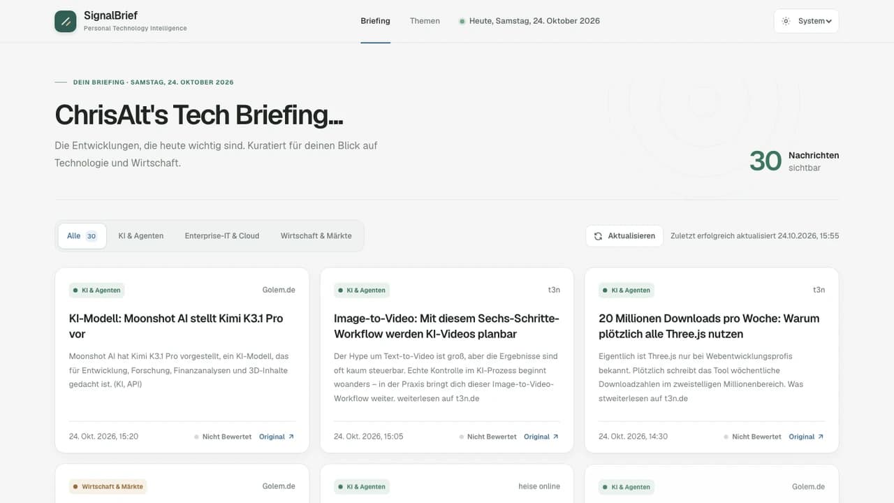 Screenshot der Anwendung Newsmonitor in der Desktopansicht